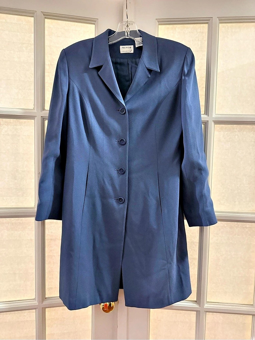 Preview Women's Slate Blue Trench Coat Size 6 Like New